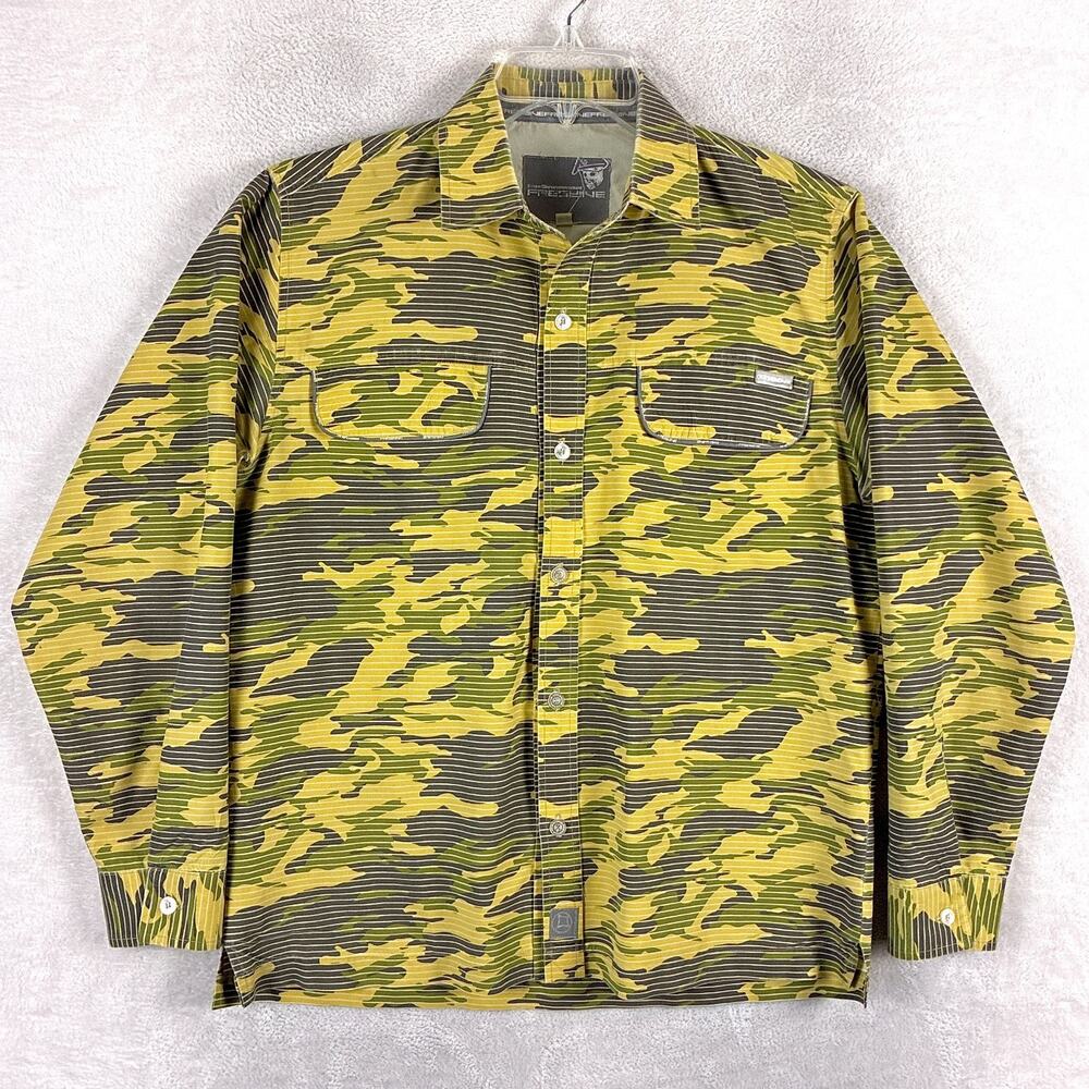 VTG Freshjive Shirt Mens S Yellow Camo Stripe Rave Festival Streetwear Y2K USA